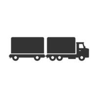 Vector illustration of trailer truck icon in dark color and white background