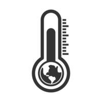 Vector illustration of earth temperature icon in dark color and white background