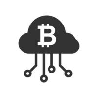 Vector illustration of bitcoin cloud technology icon in dark color and white background