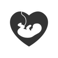 Vector illustration of fetal love icon in dark color and white background