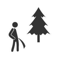 Vector illustration of peeing carelessly icon in dark color and white background