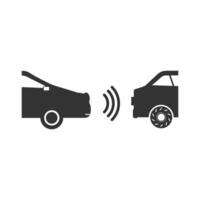 Vector illustration of car front sensors icon in dark color and white background
