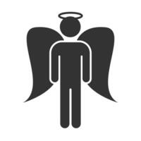 Vector illustration of angel icon in dark color and white background