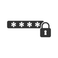 Vector illustration of padlock password icon in dark color and white background