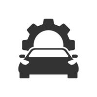 Vector illustration of car service icon in dark color and white background