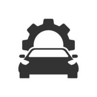 Vector illustration of car service icon in dark color and white background