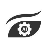 Vector illustration of ai technology eyes  icon in dark color and white background