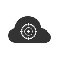Vector illustration of cloud targets icon in dark color and white background