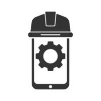 Vector illustration of smartphone project icon in dark color and white background