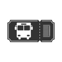 Vector illustration of bus ticket icon in dark color and white background