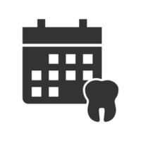 Vector illustration of dental check-up schedule icon in dark color and white background