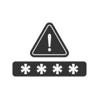 Vector illustration of wrong password icon in dark color and white background