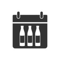 Vector illustration of bottle schedule icon in dark color and white background