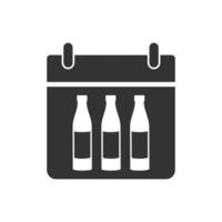 Vector illustration of bottle schedule icon in dark color and white background