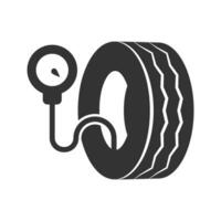 Vector illustration of tire pressure icon in dark color and white background