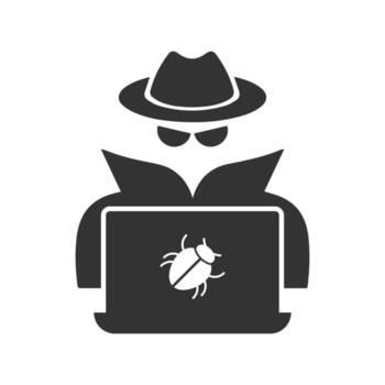 Vector illustration of hackers icon in dark color and white background