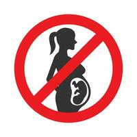 Vector illustration of pregnant women are prohibited icon in dark color and white background