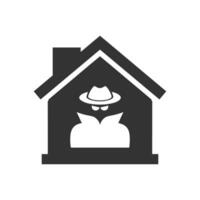 Vector illustration of hackers house icon in dark color and white background