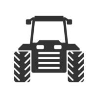 Vector illustration of tractor icon in dark color and white background