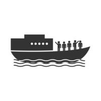 Vector illustration of ferry icon in dark color and white background