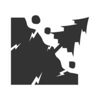 Vector illustration of landslide  icon in dark color and white background