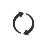 Vector illustration of rotating arrow icon in dark color and white background