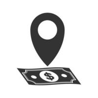 Vector illustration of payment location icon in dark color and white background