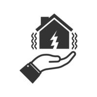 Vector illustration of maintenance of the earthquake house icon in dark color and white background