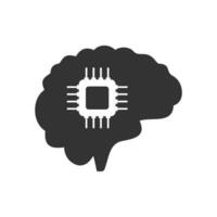 Vector illustration of brain chips icon in dark color and white background