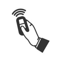Vector illustration of pressing the car key icon in dark color and white background