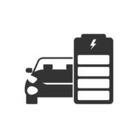 Vector illustration of car battery icon in dark color and white background