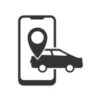 Vector illustration of car gps icon in dark color and white background