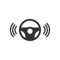Vector illustration of smart steering wheel icon in dark color and white background