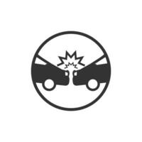 Vector illustration of car crash  icon in dark color and white background