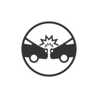 Vector illustration of car crash  icon in dark color and white background