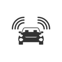 Vector illustration of car signal icon in dark color and white background