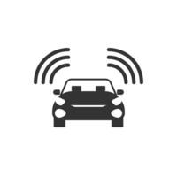 Vector illustration of car signal icon in dark color and white background