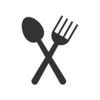 Vector illustration of fork spoon icon in dark color and white background