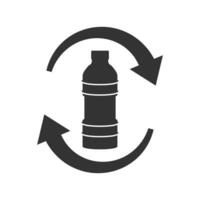 Vector illustration of recycled bottles icon in dark color and white background