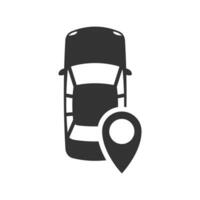 Vector illustration of car location icon in dark color and white background