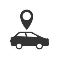 Vector illustration of car location icon in dark color and white background