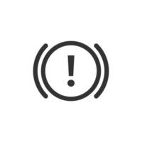 Vector illustration of exclamation mark on the car icon in dark color and white background
