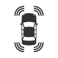 Vector illustration of smart car signal  icon in dark color and white background