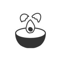 Vector illustration of cooking eggs icon in dark color and white background