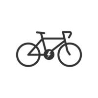 Vector illustration of electric bicycle icon in dark color and white background