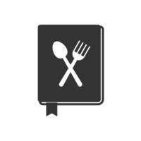 Vector illustration of restaurant menu book icon in dark color and white background