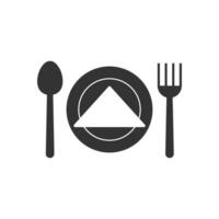 Vector illustration of dish icon in dark color and white background