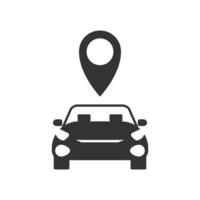 Vector illustration of car location icon in dark color and white background
