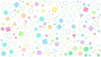 A background with colorful geometric shapes of various sizes. vector