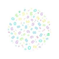 A background with colorful numbers of various sizes as a pattern. vector